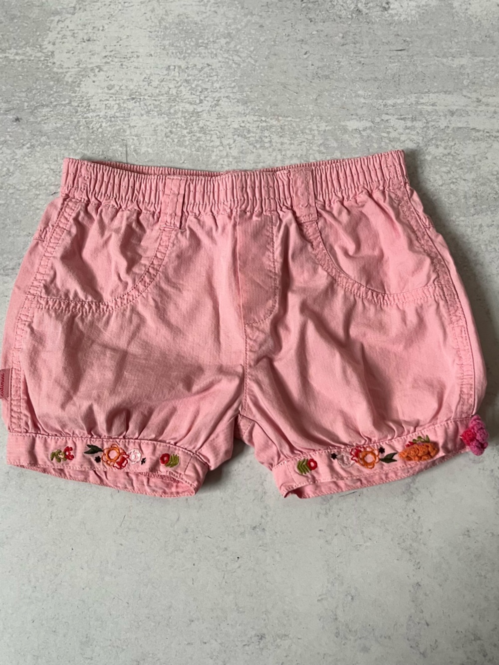 Girls Catimini Bubble Shorts 9m Pink Embroidered Pull On
